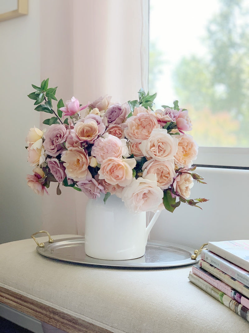 rose bouquet in white vase
